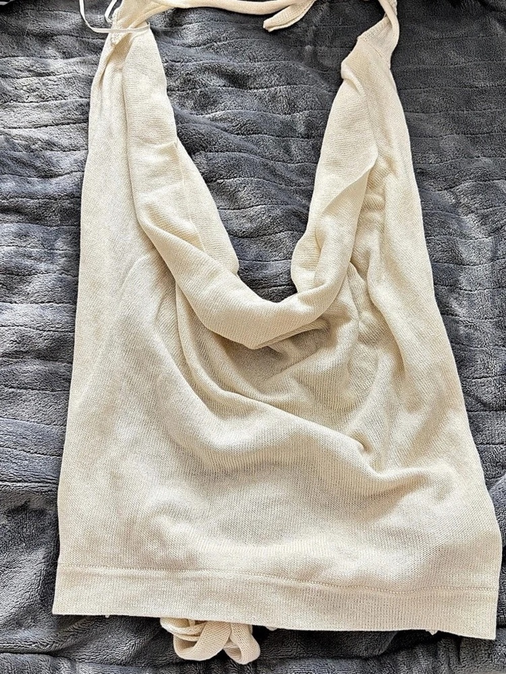 Tie-Back Cowl Halter Neck Top Cream